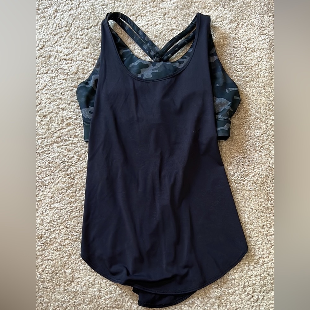 Built in bra tank top. Camo and black.